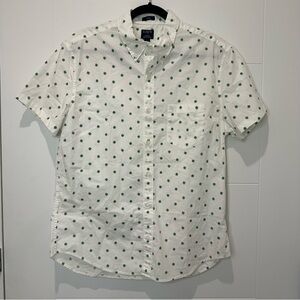 J Crew Men's White and Green Shirt Flex Washed size L